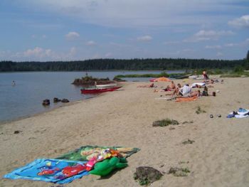 Badestrand in Kovarov am Lipno Stausee